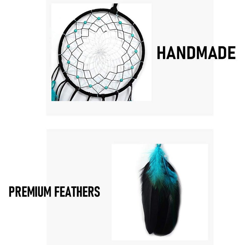 WOW DING Blue Dream Catchers Handmade, Boho Traditional Circular Net for Wall Hanging Decor, Bedroom Kids, Home Decoration, Art Ornament Craft Gift - Image 3